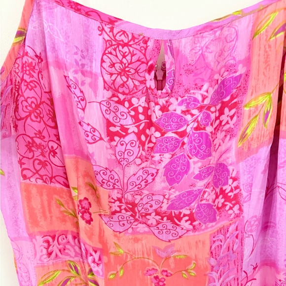 -SOLD- VINTAGE 90’s Y2K Pink & Orange Patchwork Floral Print Mini Dress - Picture 2 of 4